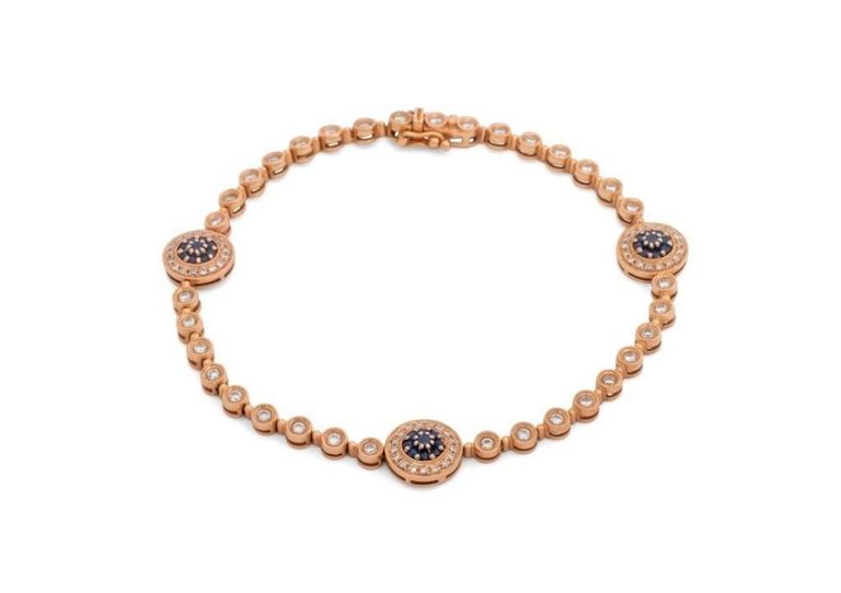 14k rose gold diamond sapphire bracelet