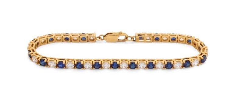 14k gold sapphire CZ bracelet