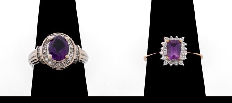 14k and 10k gold amethyst ring set