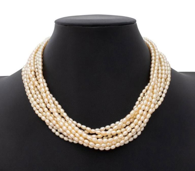 18k gold multi-strand pearl necklace