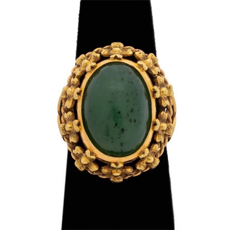 18k yellow gold nephrite ring