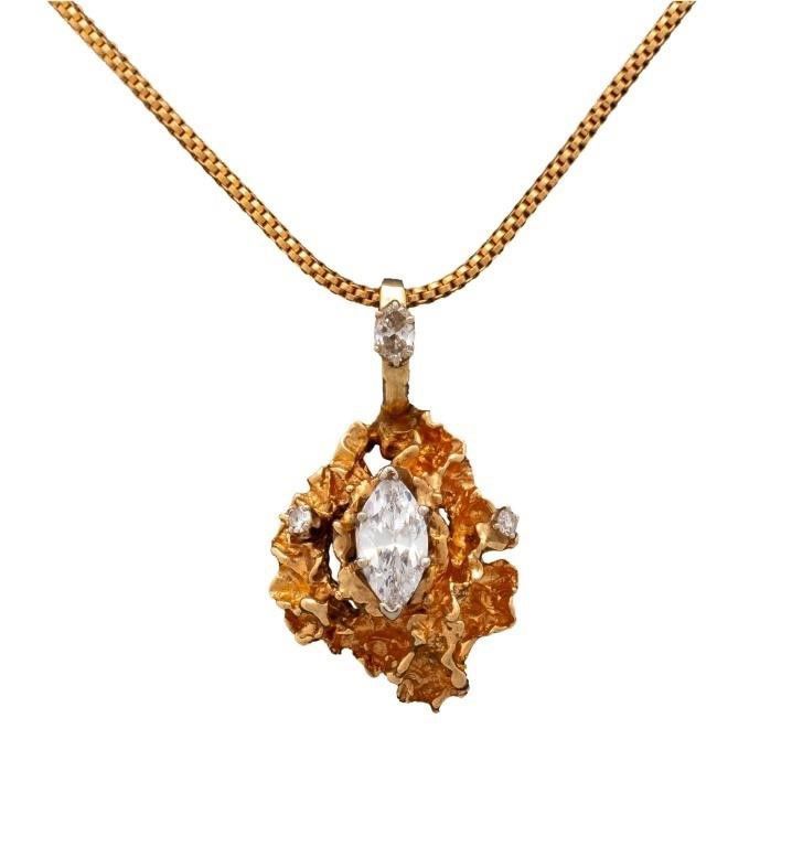 14k gold diamond CZ necklace