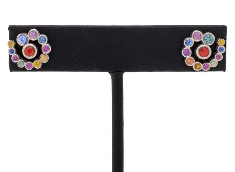 18k gold multicolored gemstone earrings