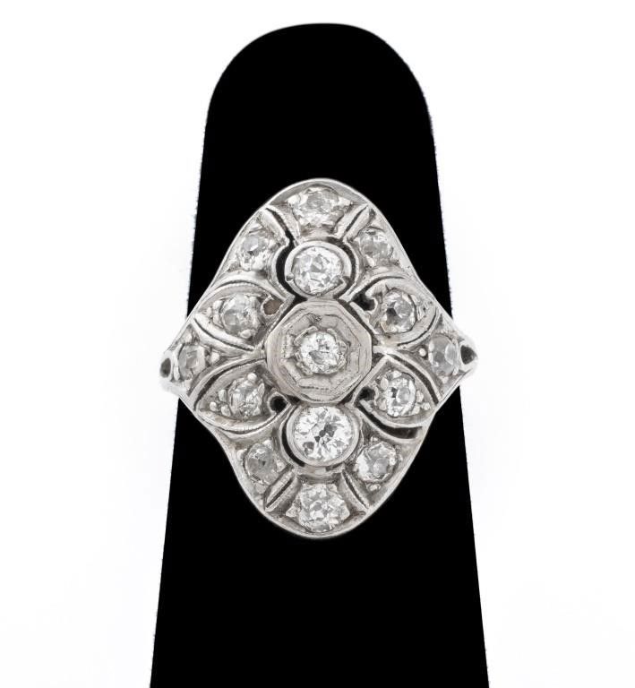 Art Deco 14k white gold diamond ring