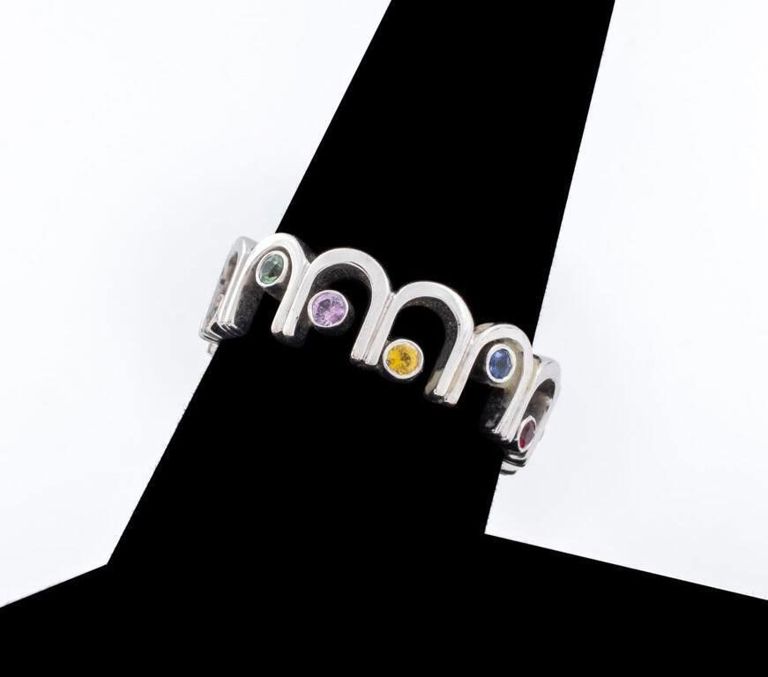 18k gold multicolored gemstone ring