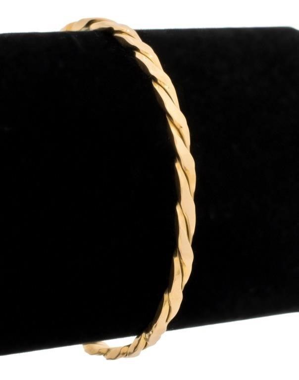 14k yellow gold twisted bangle