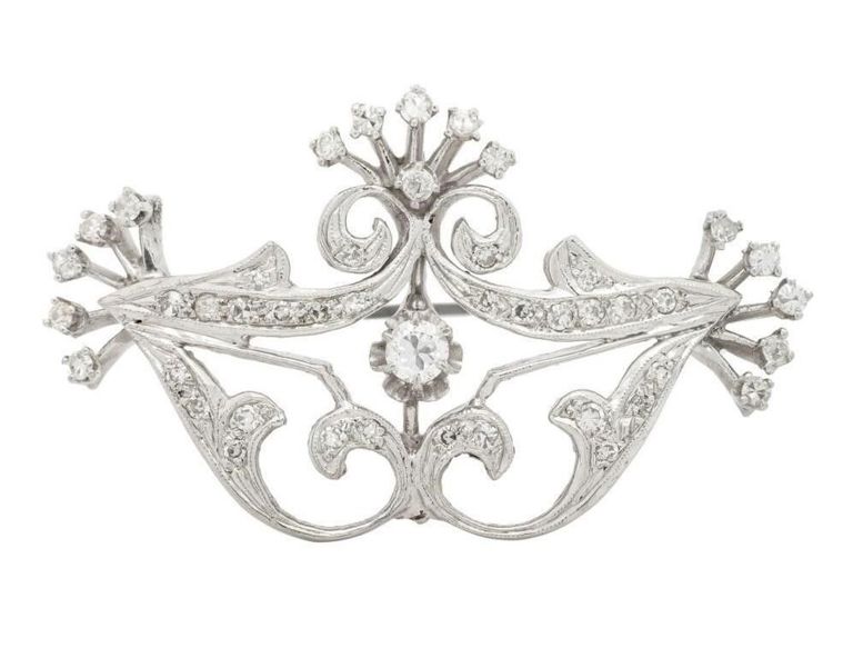 14k white gold diamond pendant brooch