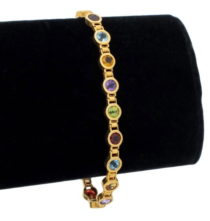 14k yellow gold gemstone bracelet