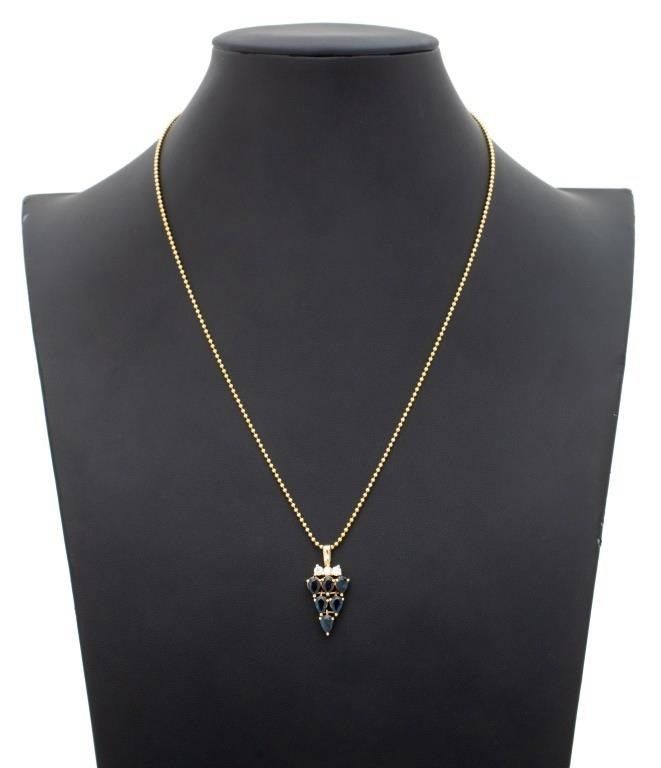 14k yellow gold diamond topaz necklace