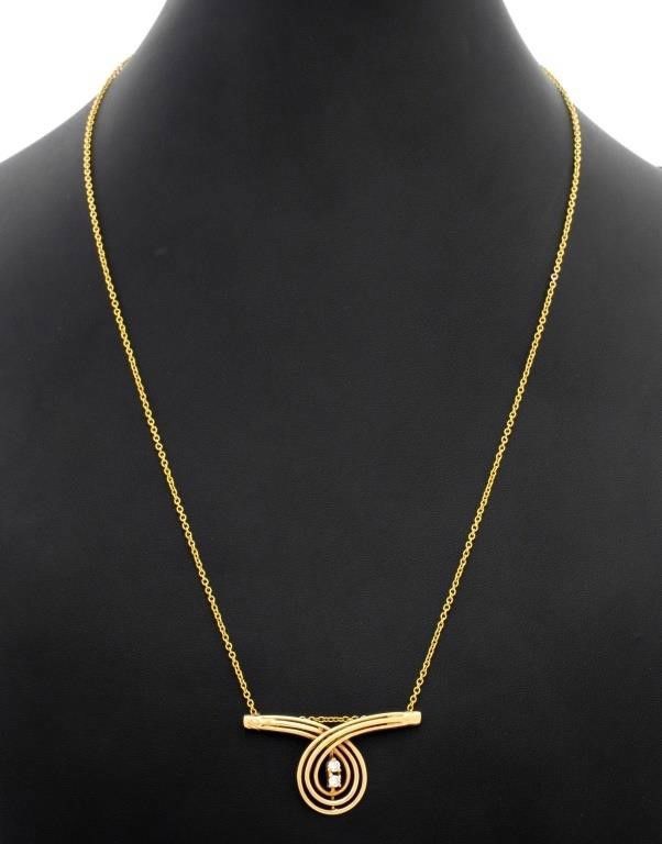 14k yellow gold diamond pendant necklace
