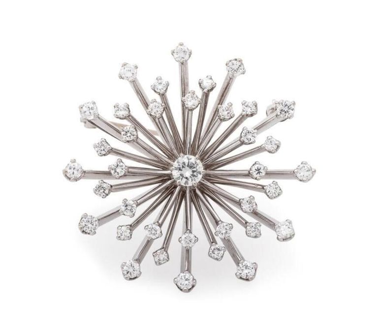 14k white gold diamond pendant brooch