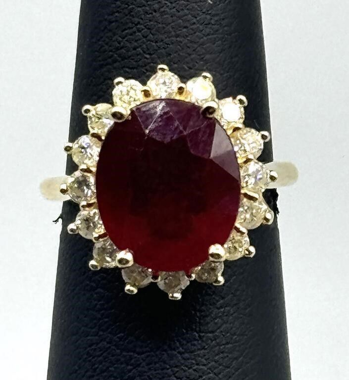 14k yellow gold ruby and diamond ring