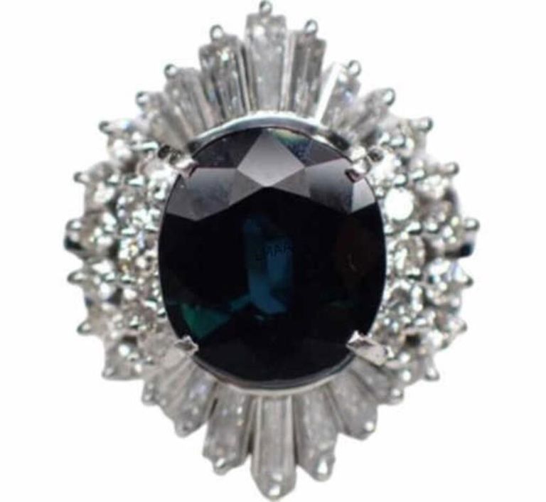 900 platinum sapphire and diamond ring