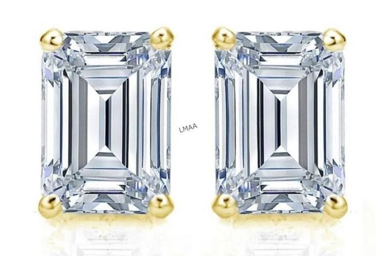 14k gold lab diamond stud earrings
