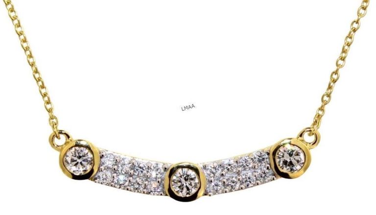 Sterling silver lab diamond bar necklace