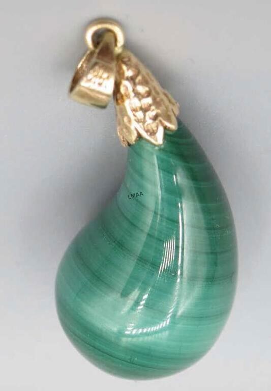 14k yellow gold malachite pendant