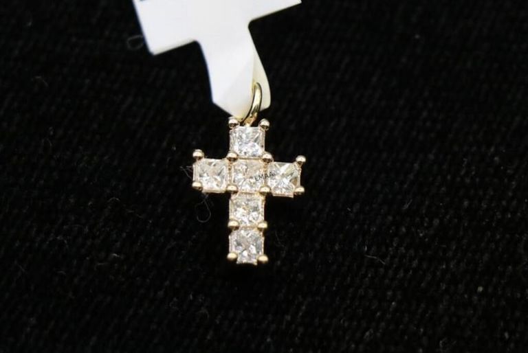 14k yellow gold diamond cross pendant