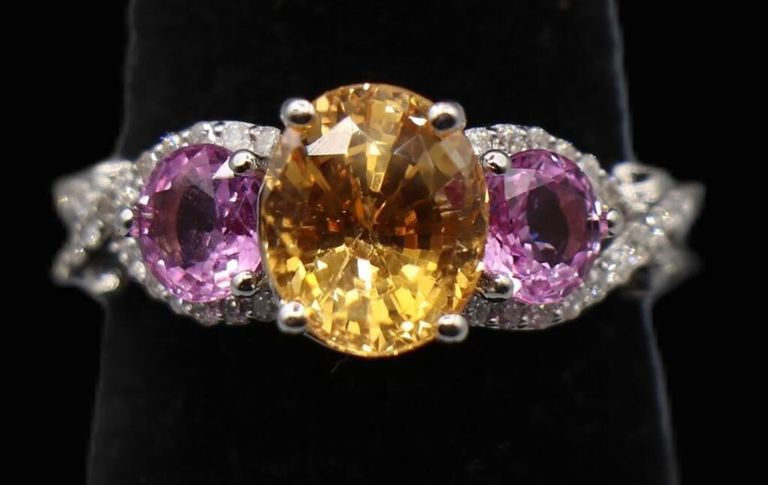 14k white gold sapphire and diamond ring