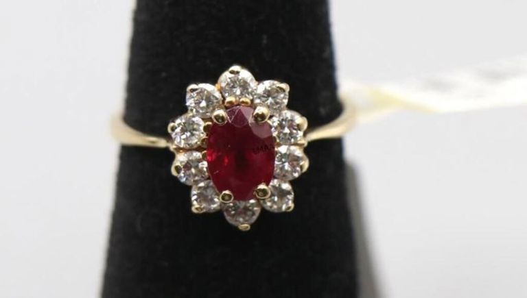 14k yellow gold ruby and diamond ring