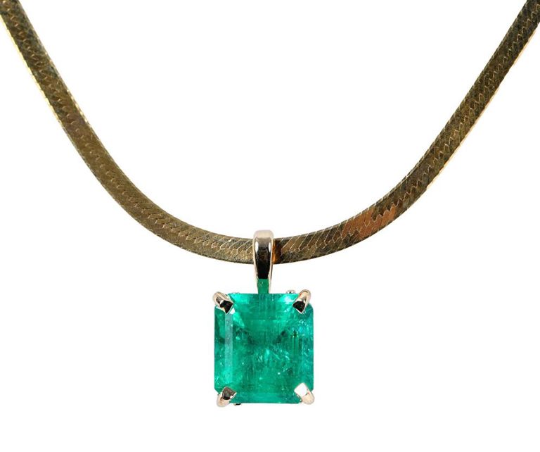 14k gold emerald pendant necklace