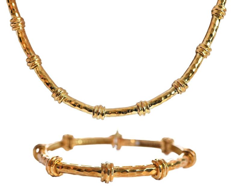 18k gold bracelet and necklace set