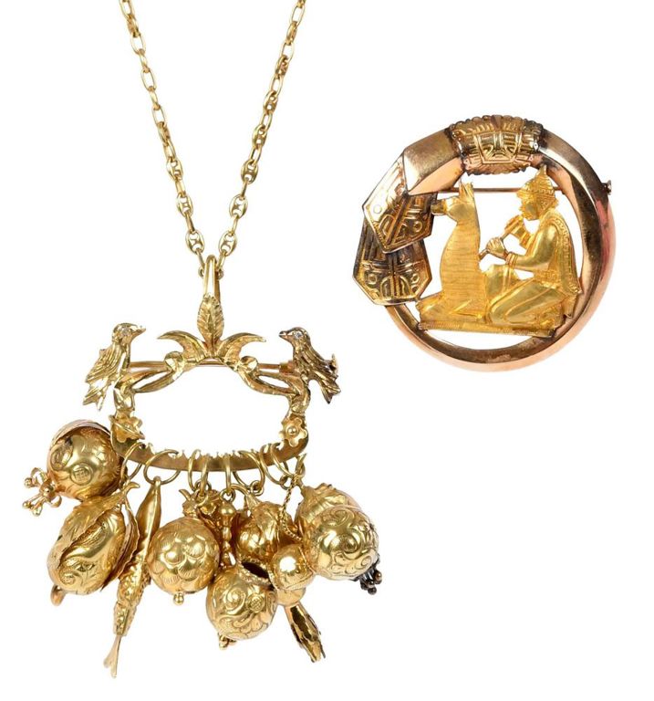 18k and 22k gold balangandan and brooch