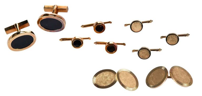 Gold cufflink and stud sets