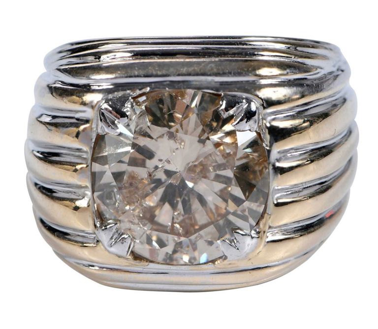 14k gold men's two-tone diamond ring