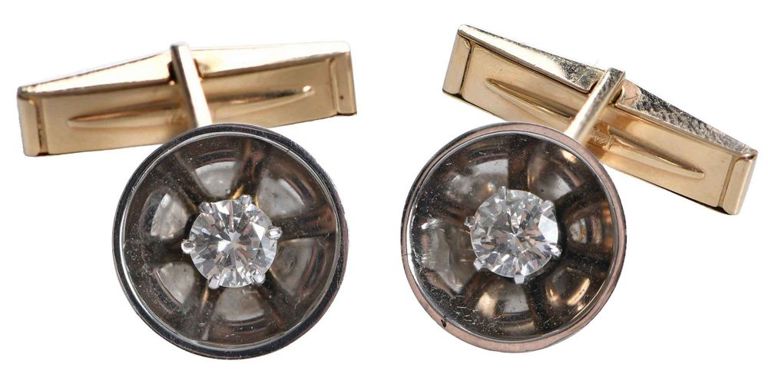 14k two-tone diamond cufflinks