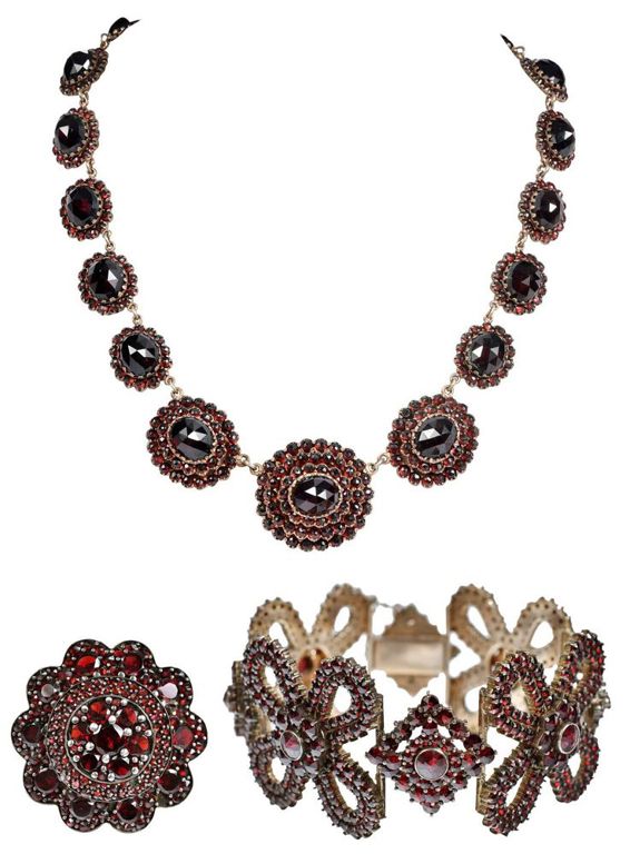 Bohemian garnet jewelry set
