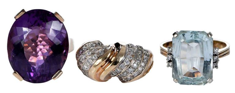 14k gold gemstone fashion rings