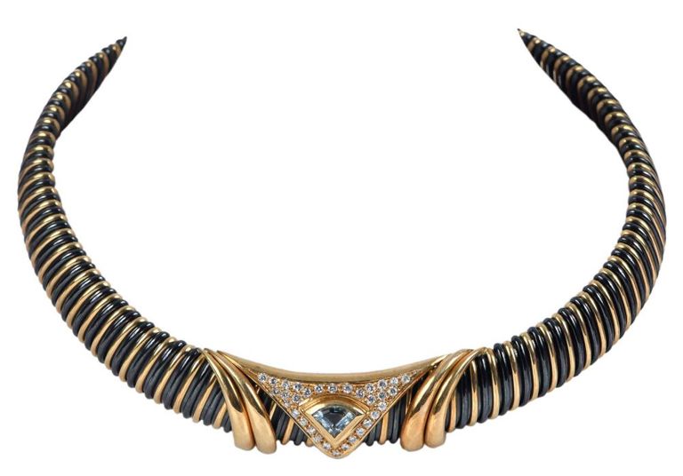 18k gold blue topaz and diamond necklace