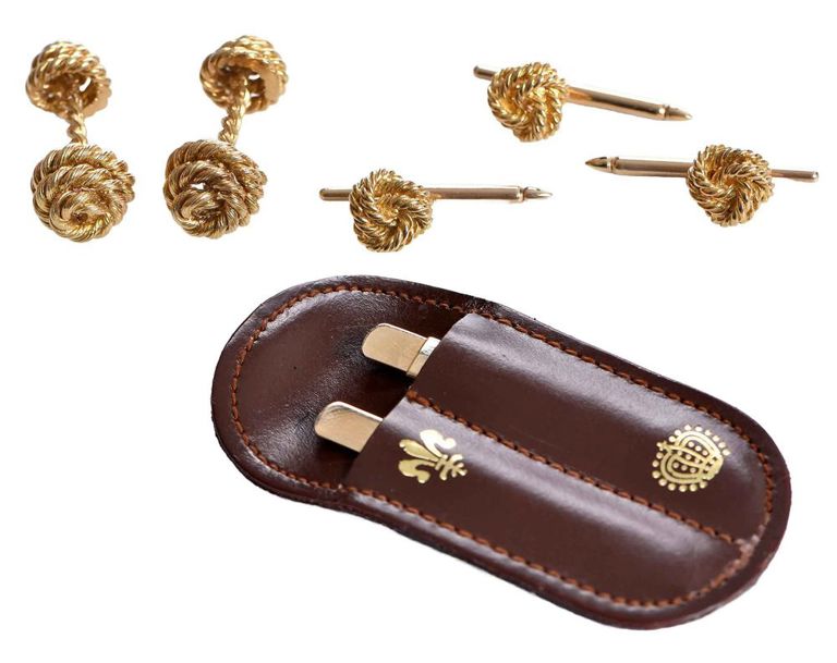18k and 14k gold cufflink and stud set