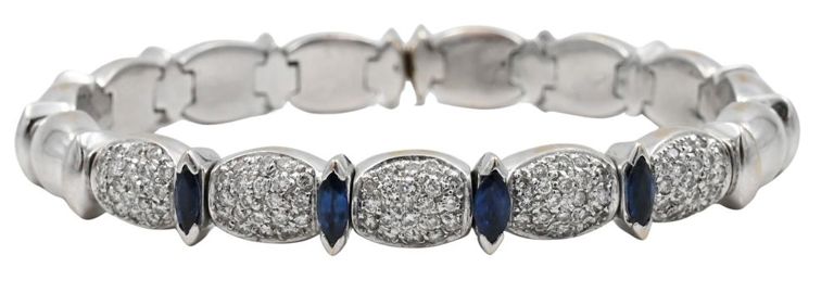 18k white gold sapphire and diamond bracelet