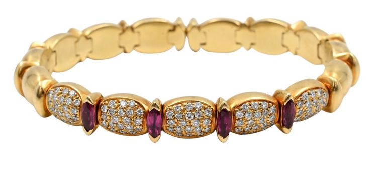 18k yellow gold amethyst and diamond bracelet