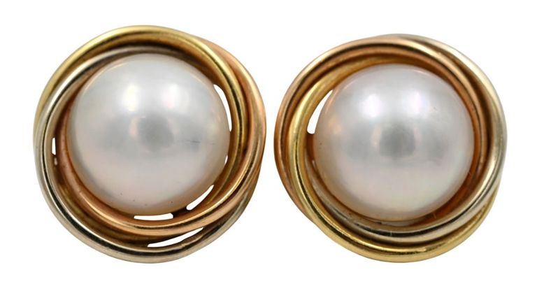 18k yellow gold pearl earrings
