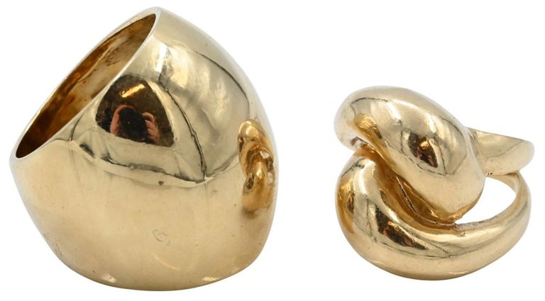 Two 14k yellow gold cocktail rings