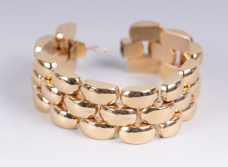 14k gold panther link bracelet