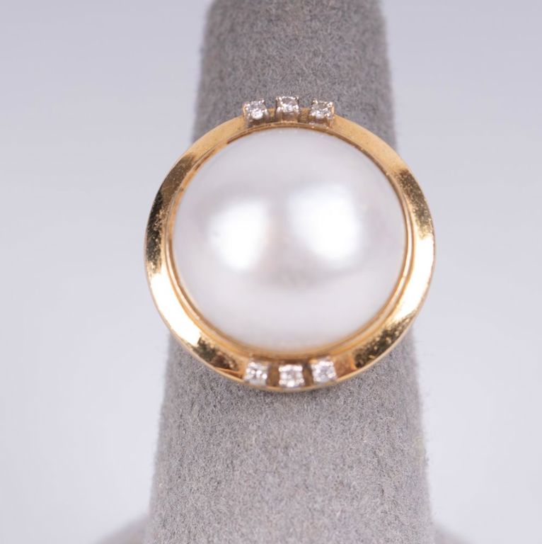 14k yellow gold pearl ring