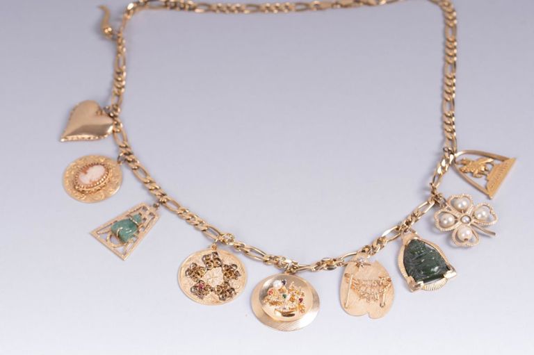 14k yellow gold charm necklace