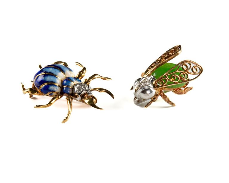 18k gold diamond insect brooches