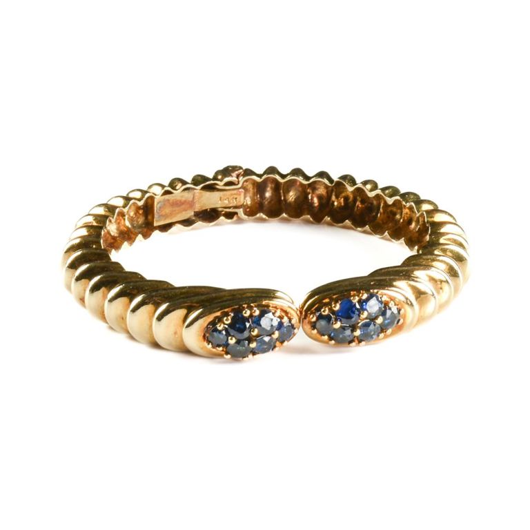 14k gold sapphire bangle bracelet