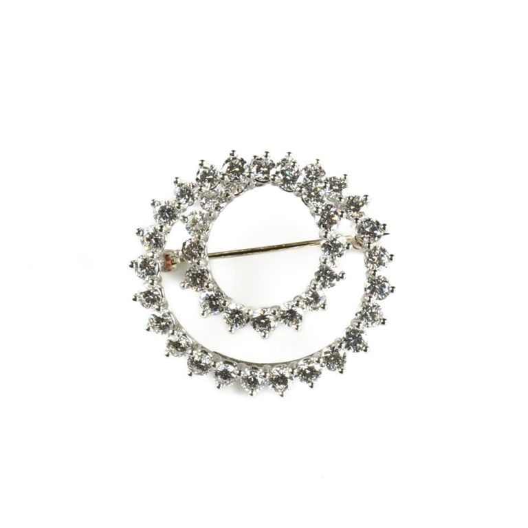 Platinum diamond swirl brooch