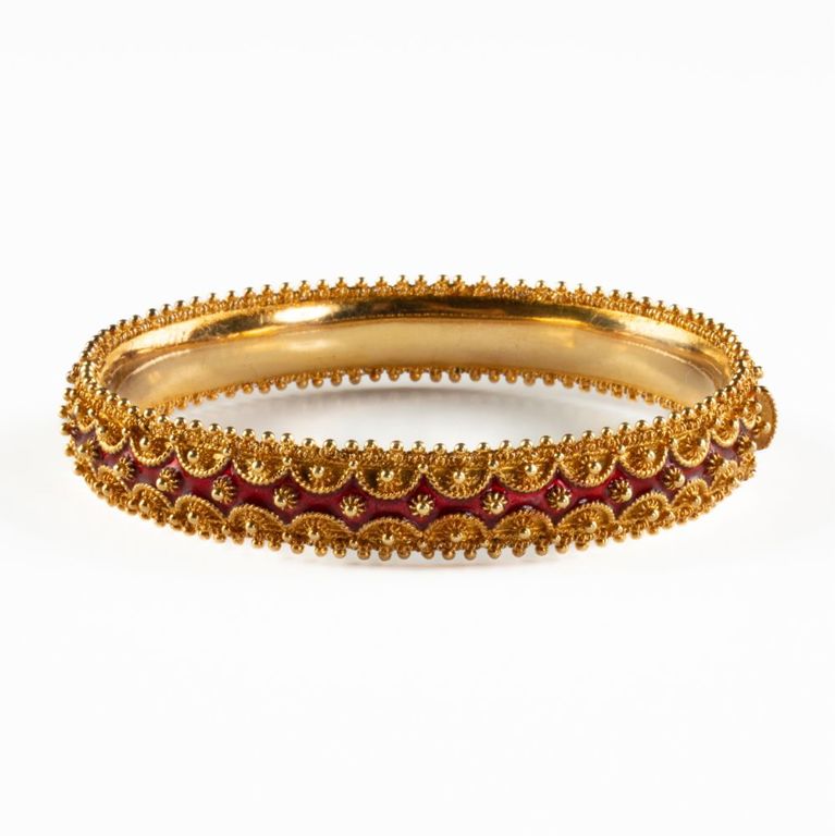 18k gold and enamel bangle bracelet