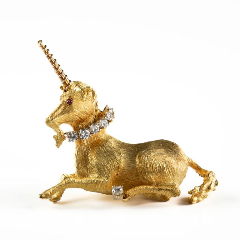18k yellow gold diamond brooch