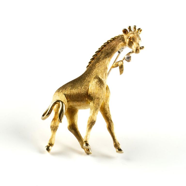 18k yellow gold diamond brooch