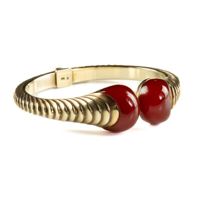 14k gold carnelian cuff bracelet