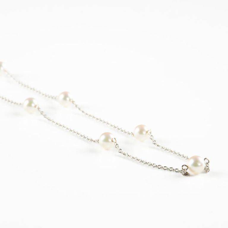 18k gold pearl station necklace
