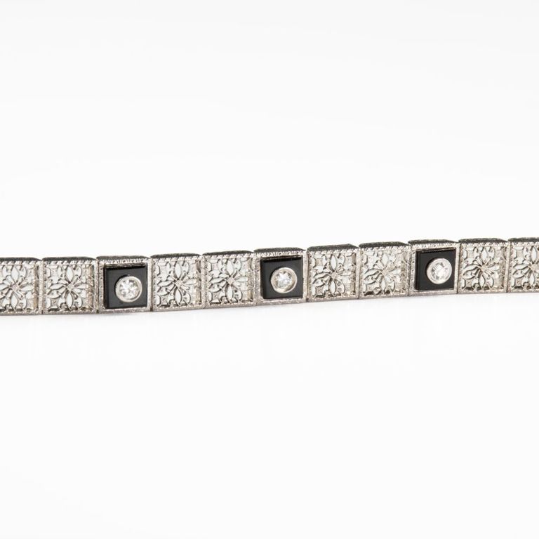 Art Deco 14k white gold diamond bracelet
