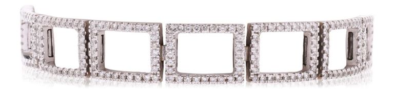 18k white gold diamond square link bracelet